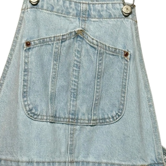 OLD NAVY Slouchy No Stretch Lightwash Raw Hem Short Cotton Denim Overall - Picture 3 of 10